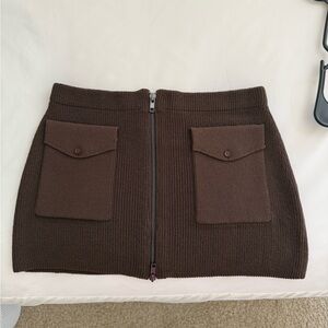 Aya Muse Brown Zip Knit Skirt